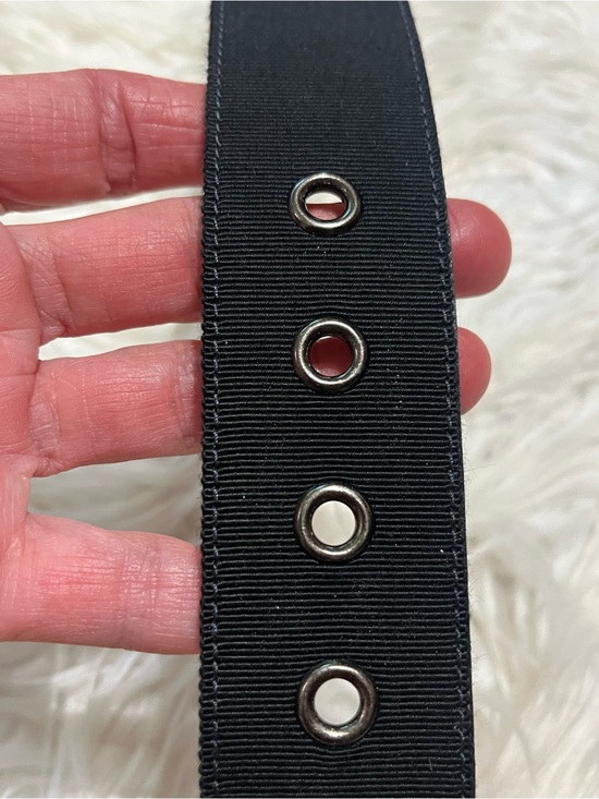 St. John Rhinestone Square Buckle Grosgrain Ribbon Black Belt main image 10